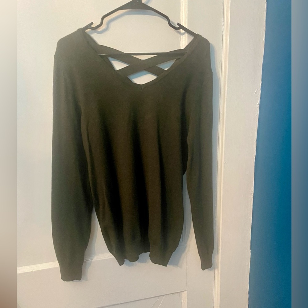 Olive Green Crisscross Sweater